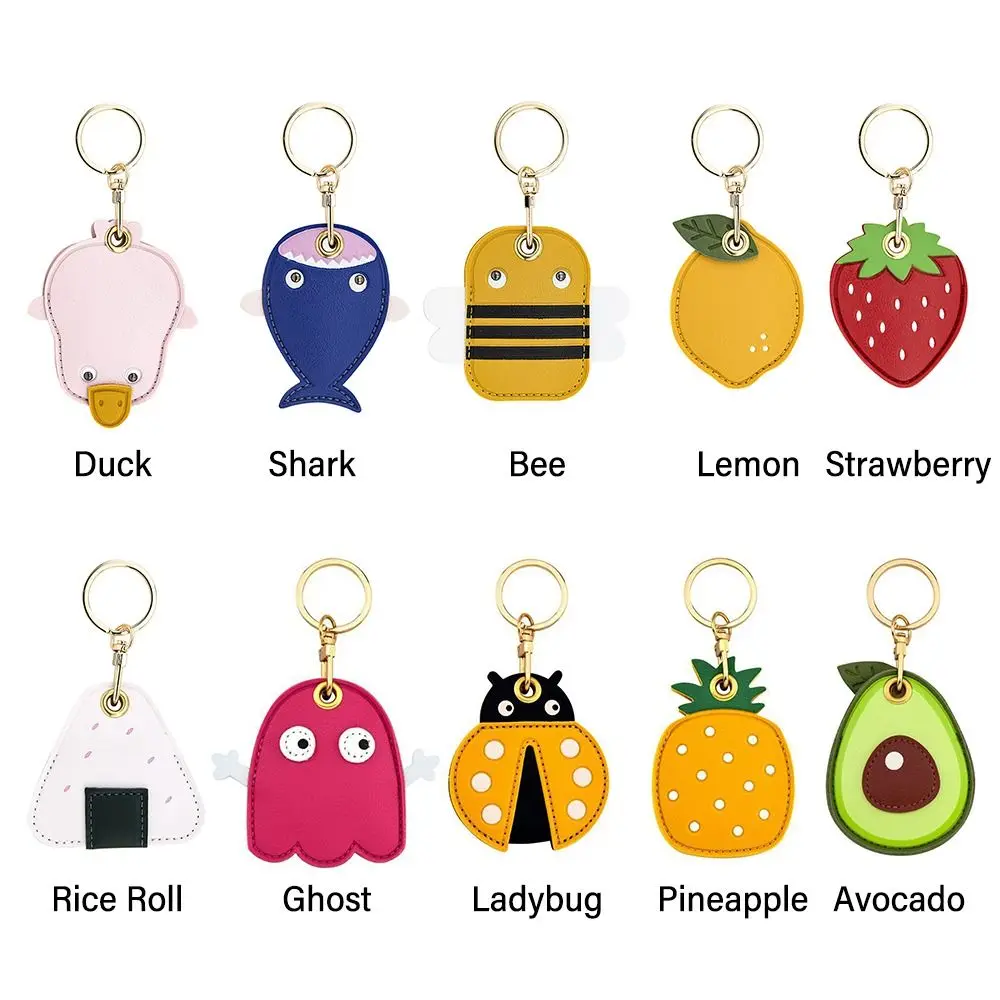 Useful Leather For Airtag Protective Sleeve Access Control Card Cover With Keychain Cartoon Fruit Badge Card Holders thumbnail 5
