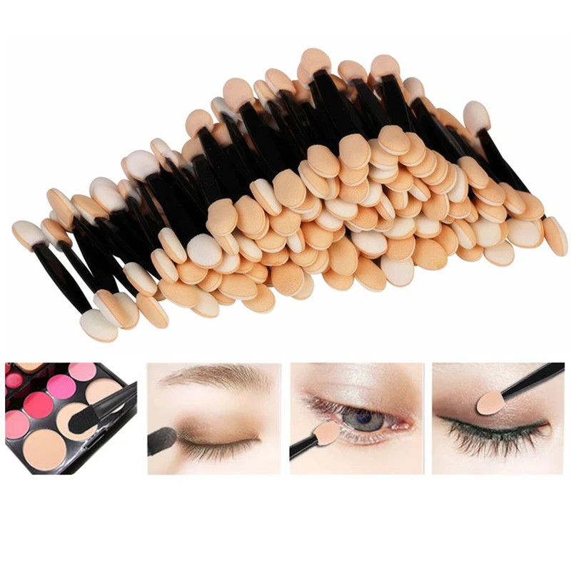 5/30/50/100pcs Make up Eye Shadow Brushes Beauty Makeup Tool Reusable Dual Sided Sponge Stick Portable Applicator Accessories thumbnail 2