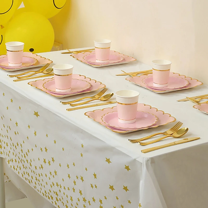10pcs Colorful Disposable Party Plates Supplies Paper Disposable Cup Plate Dishes Kit Happy Birthday Party Wedding Accessories thumbnail 6