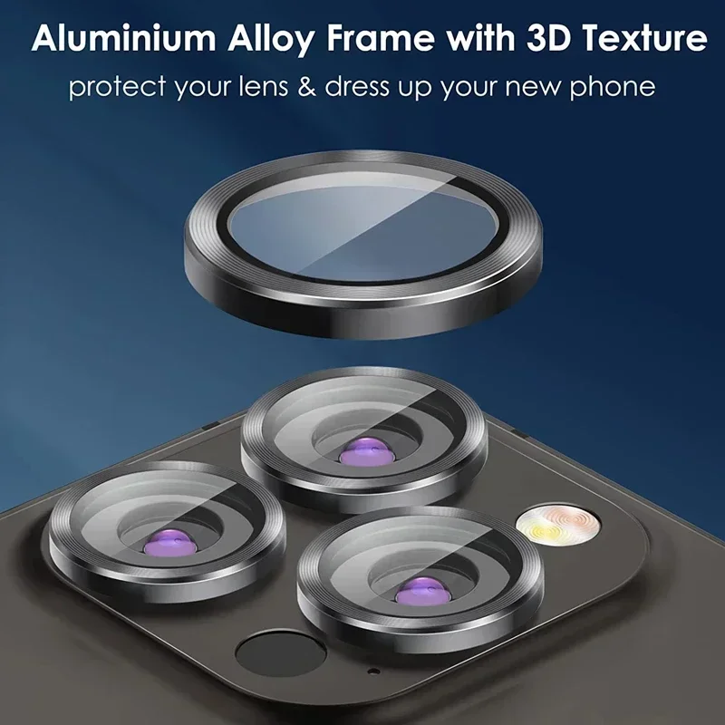 3Pcs Metal Lens Protector Glass For iPhone 15 13 12 11 14 Pro Max Back Camera Lens Protection Film For iPhone 13 Mini 14 15 Plus thumbnail 2