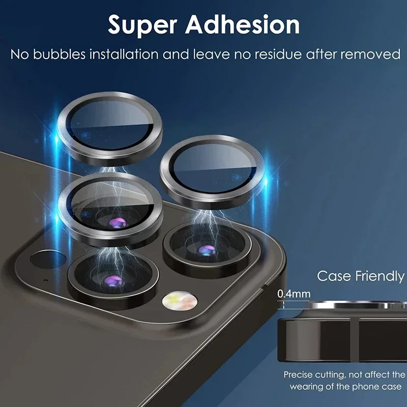 3Pcs Metal Lens Protector Glass For iPhone 15 13 12 11 14 Pro Max Back Camera Lens Protection Film For iPhone 13 Mini 14 15 Plus thumbnail 3