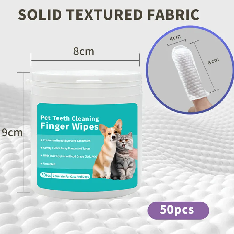 Pet Disposable Cleaning Wipes Dog Teeth Cleaning Finger Wipes Cat Ear and Eye Beauty Wipes Cat Hygiene and Beauty Products 50pcs thumbnail 2