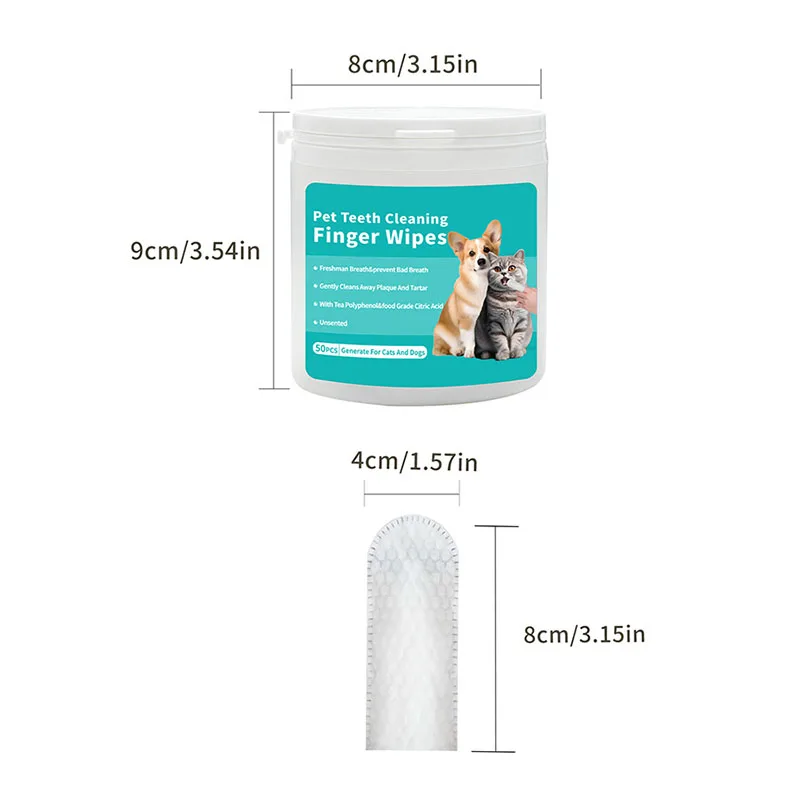 Pet Disposable Cleaning Wipes Dog Teeth Cleaning Finger Wipes Cat Ear and Eye Beauty Wipes Cat Hygiene and Beauty Products 50pcs thumbnail 6