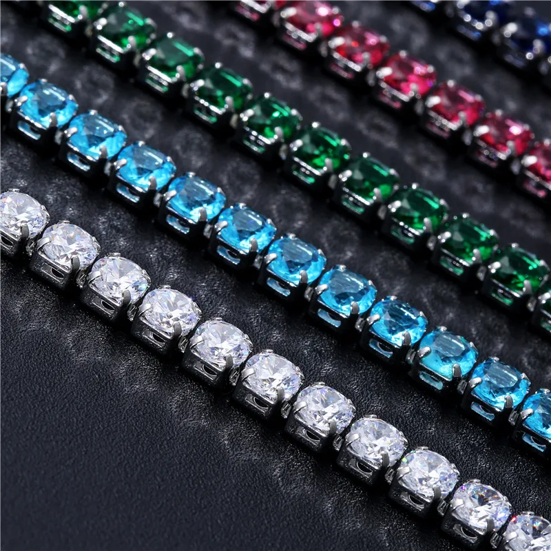 Luxury Hiphop Iced Out 4mm Cubic Zirconia Crystal Tennis Bracelets For Women Men Gold Color Silver Color Bracelet Chain Jewelry thumbnail 3