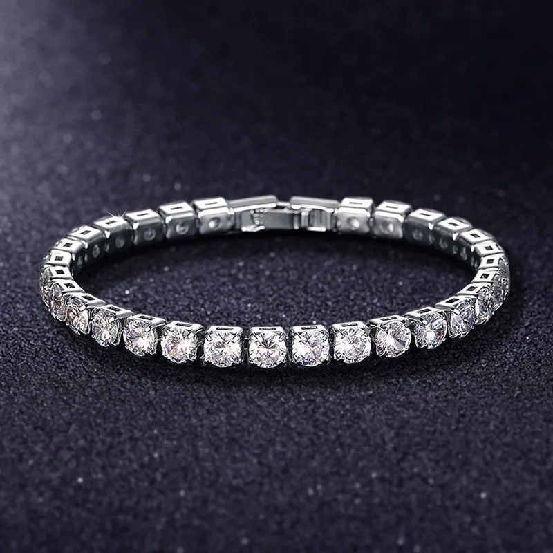Luxury Hiphop Iced Out 4mm Cubic Zirconia Crystal Tennis Bracelets For Women Men Gold Color Silver Color Bracelet Chain Jewelry thumbnail 4