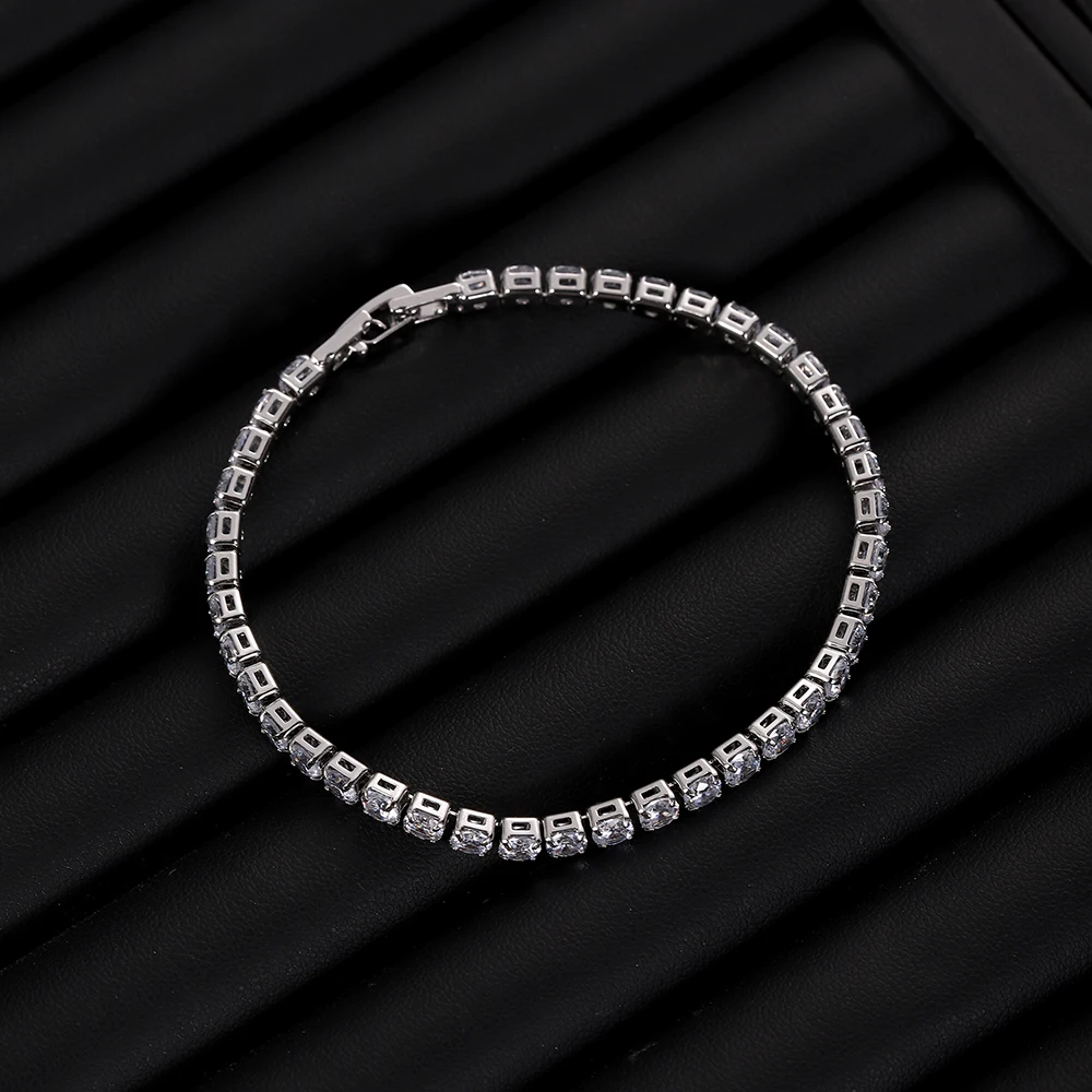 Luxury Hiphop Iced Out 4mm Cubic Zirconia Crystal Tennis Bracelets For Women Men Gold Color Silver Color Bracelet Chain Jewelry thumbnail 6
