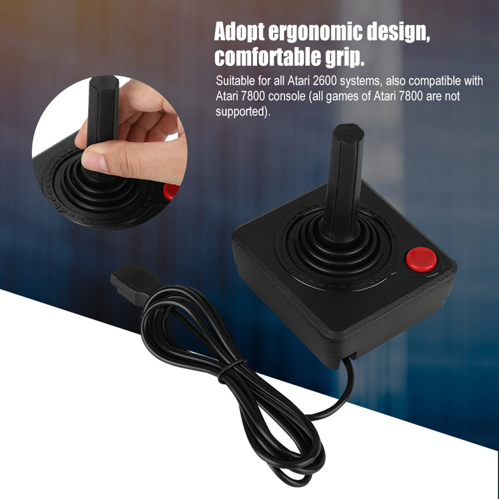 Ergonomic Comfortable Wireless Controller Analog Stick Wear Resistant 3D Analog Joystick Friendly Materials ABS for Atari 2600 thumbnail 2