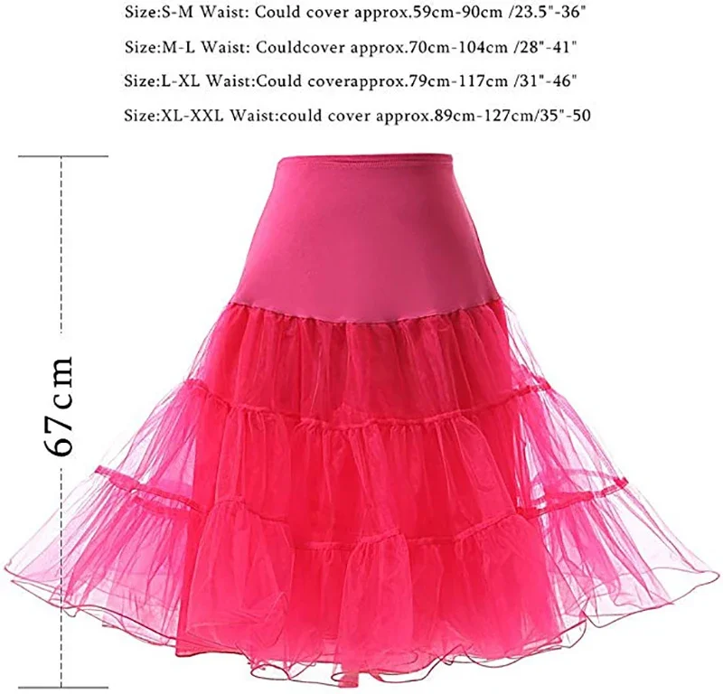 Short Tutu Petticoat Crinoline 50s Swing Vintage Tutu 26" Retro Underskirt Petticoat Fancy Net Rockabilly thumbnail 6