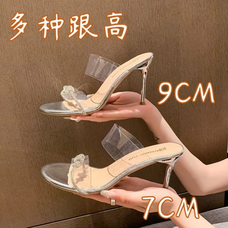 Women Sandals Sexy Crystal Gladiator Sandals Ankle Strap High Heels Hollow Out Party Shoes Closed Toe Stiletto Ladies Pumps thumbnail 2