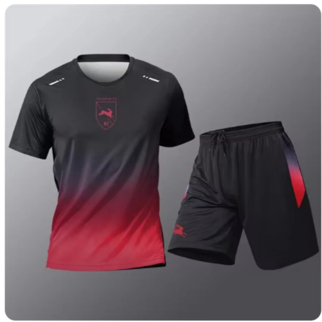 Summer Fitness Men Running Short Sleeve T-Shirt +Shorts Two Piece Set Sportswear Casual Fitness Sports Quick-drying Sets S-4XL thumbnail 3