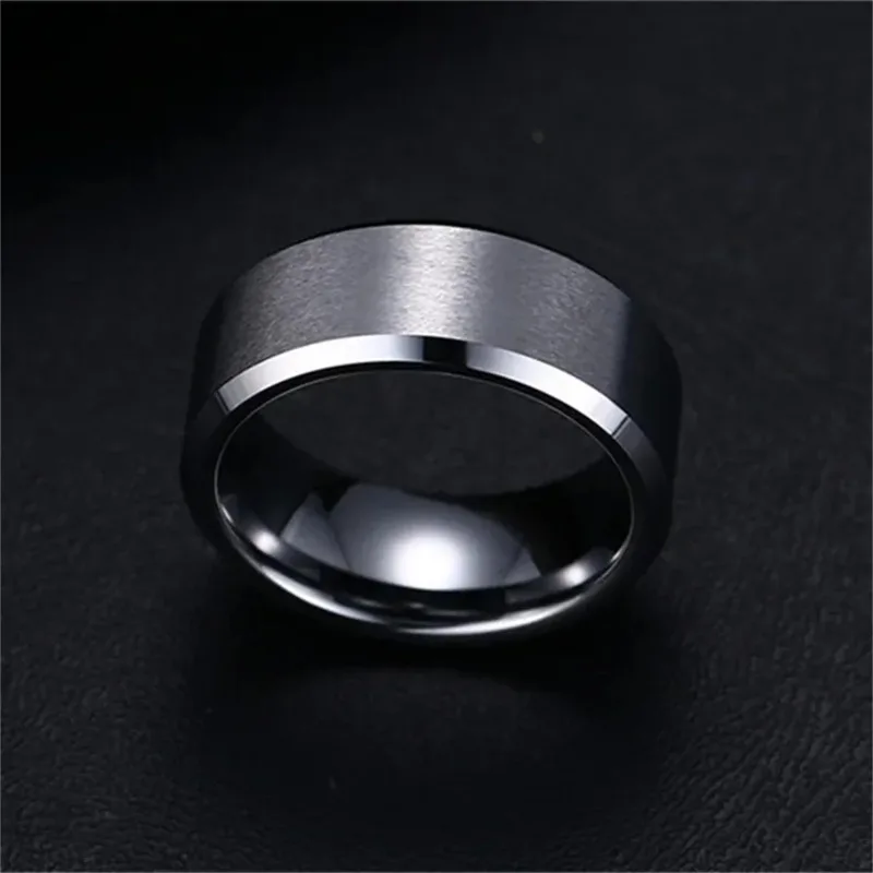 Charm Jewelry Ring for Men Women Stainless Steel Black Rings Wedding Engagement Band Quality Matte Male Jewelry thumbnail 4