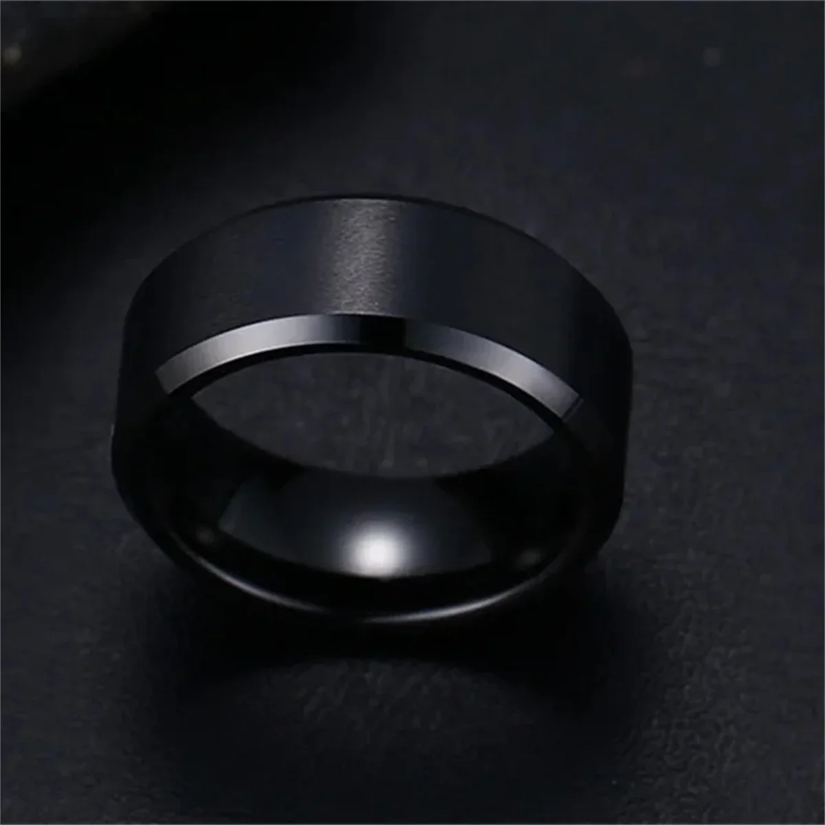 Charm Jewelry Ring for Men Women Stainless Steel Black Rings Wedding Engagement Band Quality Matte Male Jewelry thumbnail 6
