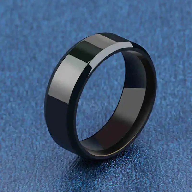 Charm Jewelry Ring for Men Women Stainless Steel Black Rings Wedding Engagement Band Quality Matte Male Jewelry thumbnail 2