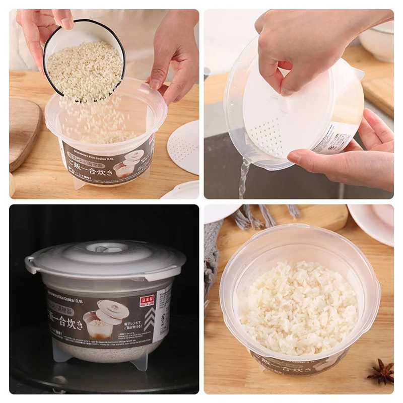 900ML Microwave Oven Rice Cooker Multifunctional Steamer Hot Soup Cooking Bento Lunch Box Food Grade PP Kitche Steaming Utensils thumbnail 5