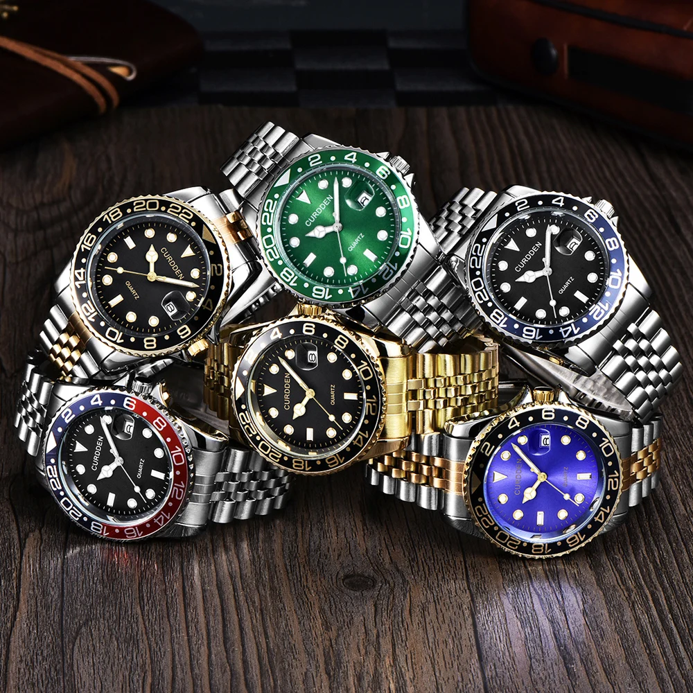 Men Famous Brand Watches Students Boys Fashion Stainless Steel Band Casual Calendar Quartz Watch Green Relogios Masculinos 2024 thumbnail 6