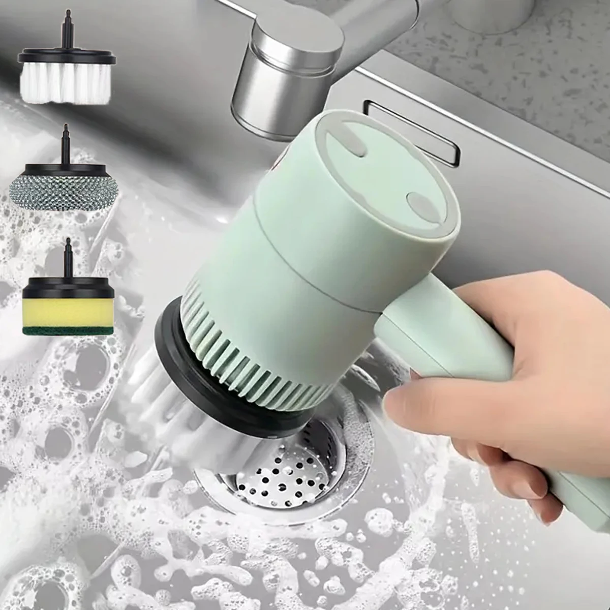 1pc Electric Spin Scrubber, Electric Cleaning Brush 3-in-1 Handheld Kitchen Cleaner Cordless Spin Scrubber, Power Scrubber Bathr thumbnail 4