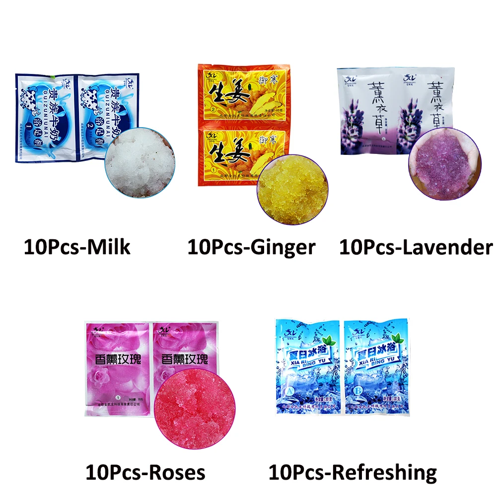 10pcs Rose Bubble Bath Powder Foot Bath Crystal Foot Bath Crystal Mud Body Foot Salt SPA Exfoliation Bath Mud Spa Pedicure thumbnail 6