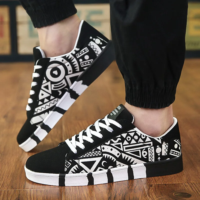 Summer Trendy Men's New Board Shoes Outdoor non slip walking Men Sporty Shoe Canvas Pattern Casual Sneakers male Zapatos thumbnail 3