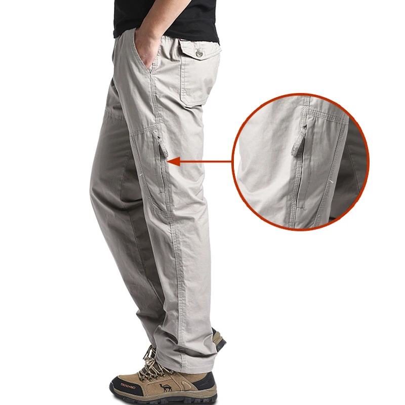 High Quality Men's Cotton Cargo Pants Casual Multiple Pocket Tacitcal Pants Spring Autumn Outdoor Camping Hiking Work Pants thumbnail 2