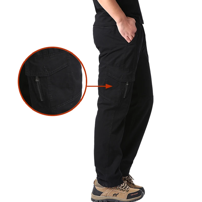 High Quality Men's Cotton Cargo Pants Casual Multiple Pocket Tacitcal Pants Spring Autumn Outdoor Camping Hiking Work Pants thumbnail 5