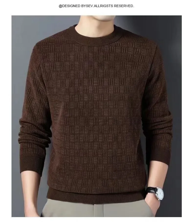 Spring Autumn 100% Pure Merino Wool Pullover Sweater Men O-neck Long-sleeve Cashmere Knitwear Female Clothing Grace thumbnail 4