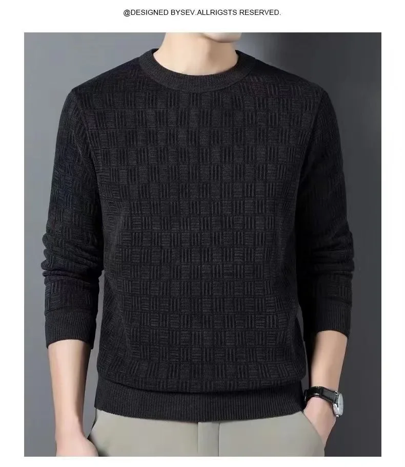 Spring Autumn 100% Pure Merino Wool Pullover Sweater Men O-neck Long-sleeve Cashmere Knitwear Female Clothing Grace thumbnail 6