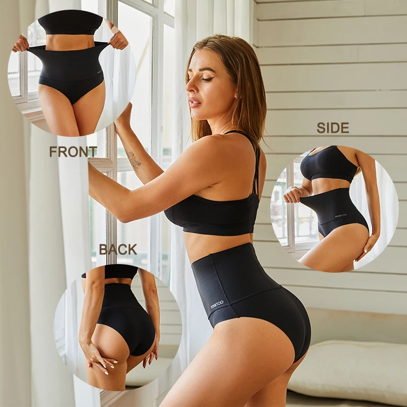 2Pcs/Set High Waist Panties Women Body Slimming Underwear Breathable Comfortable Briefs Solid Briefs  Breathable Lingerie thumbnail 3