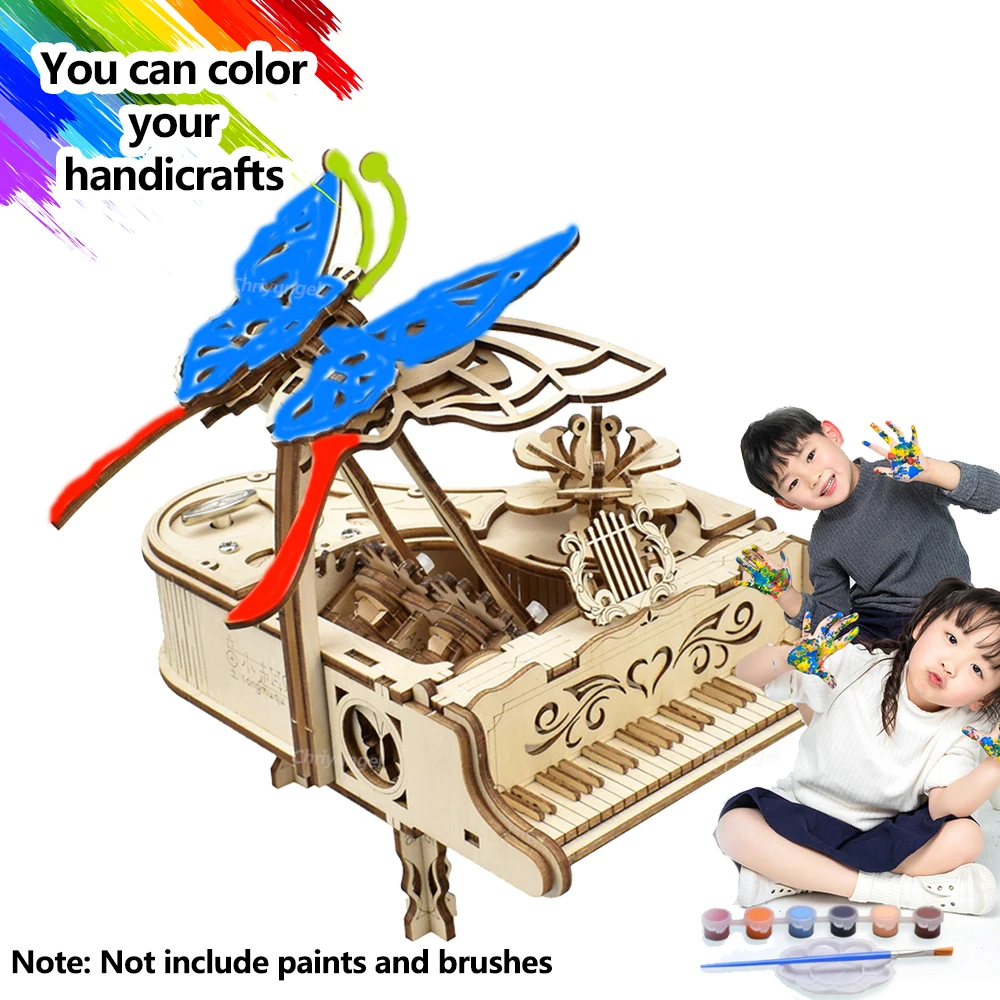 3D Wooden Puzzle Music Box Piano Model Kit DIY Assembly Musical Instrument Building Kits Home Decor Crafts Gift for Adults Kids thumbnail 5