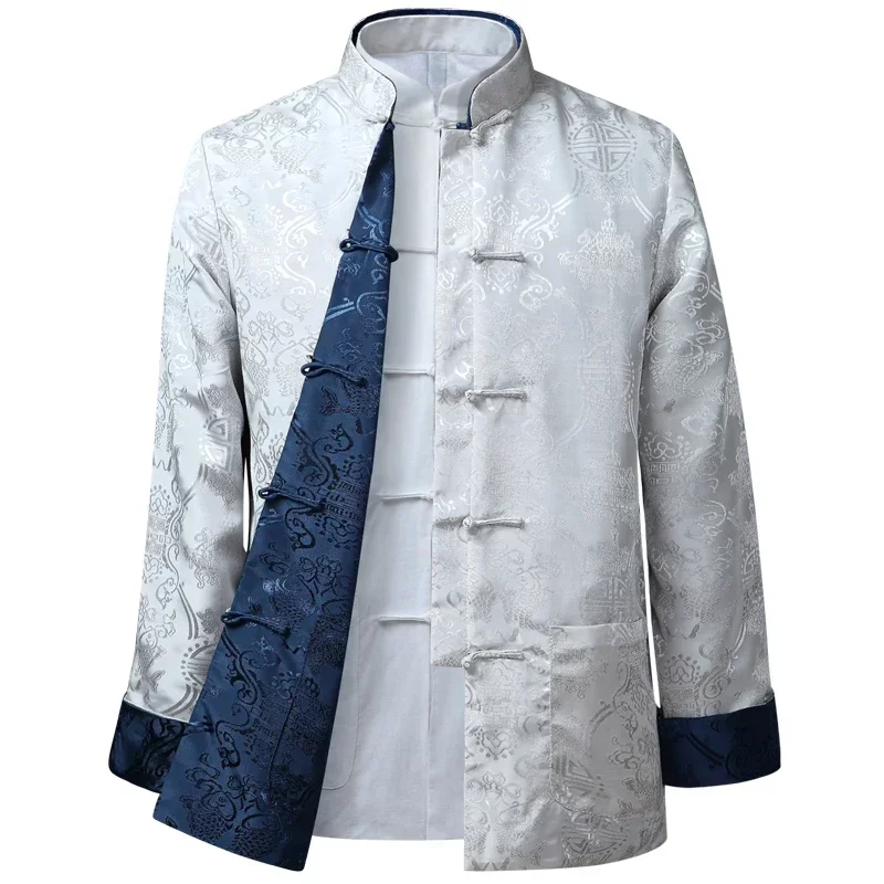 Men Chinese Dragon Shirt Kung Fu Coats China New Year Tang Suit Traditional Chinese Clothing For Men Jackets Hanfu Men Clothing thumbnail 5