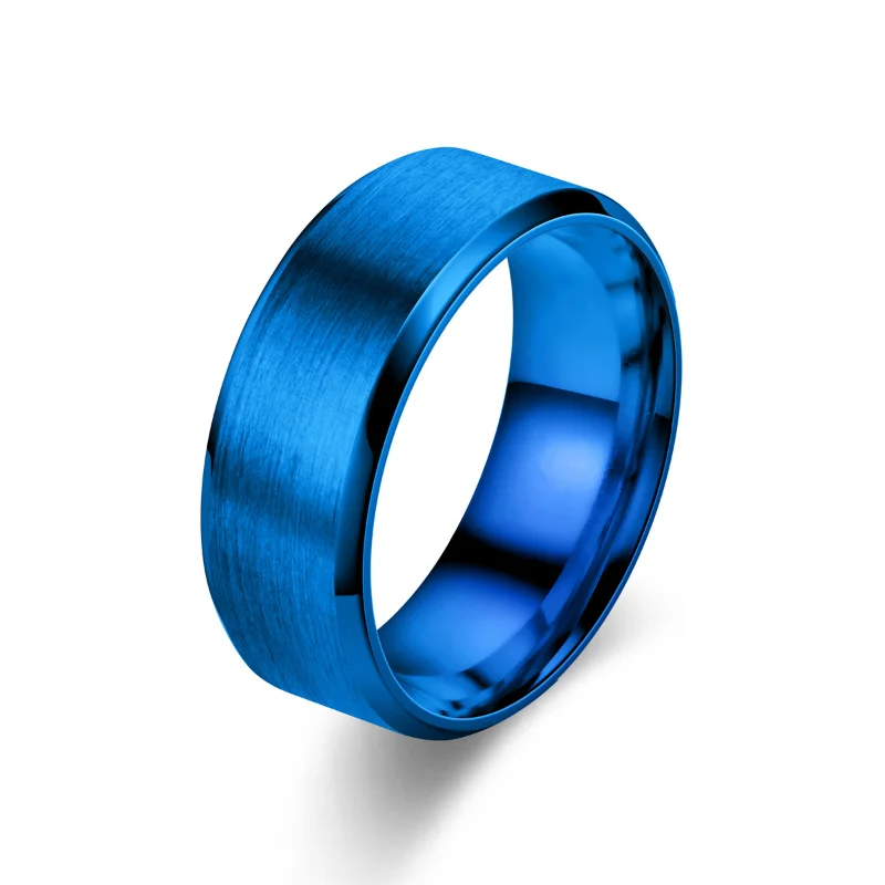 7 Colors Classic 8mm Mens Ring Surface Brushed Stainless Steel Simple Ring for Women Wedding Band Couples Jewelry Accessories thumbnail 5