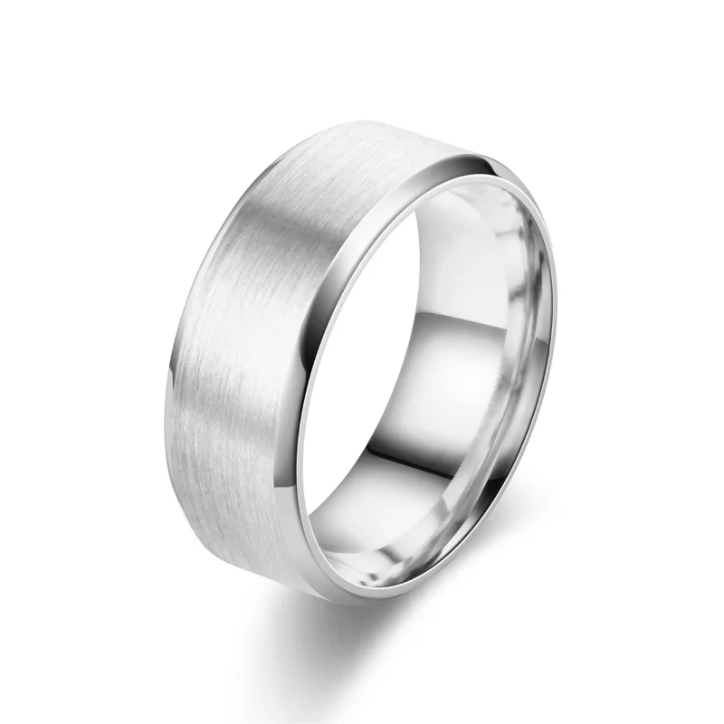 7 Colors Classic 8mm Mens Ring Surface Brushed Stainless Steel Simple Ring for Women Wedding Band Couples Jewelry Accessories thumbnail 3