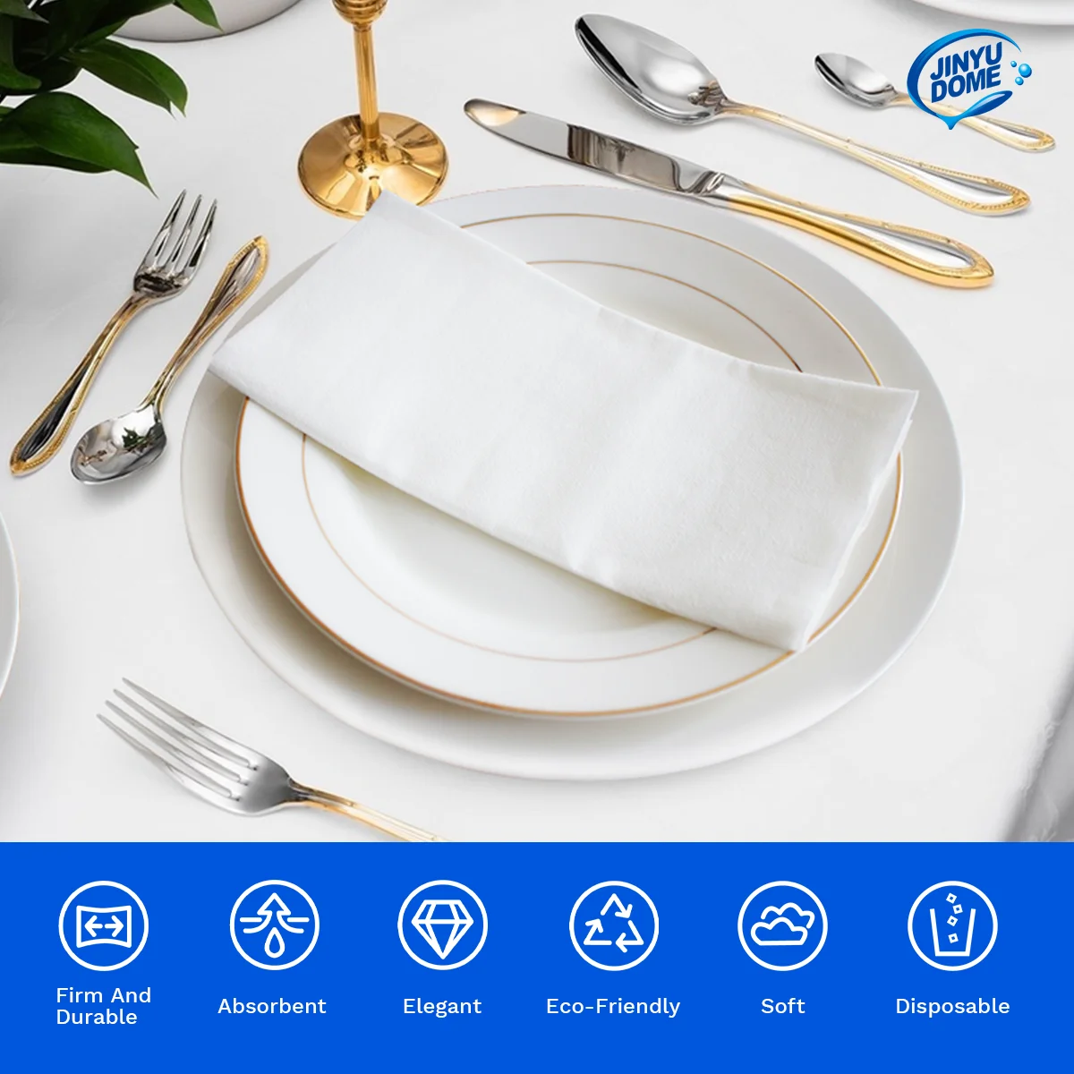 Linen Feel Paper Napkins 7.87x15.75inch White,Soft Absorbent Disposable for Dinner,Kitchen,Party,Wedding,Bathroom,Events thumbnail 2