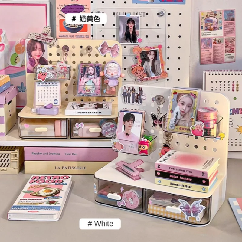 1 Pcs Desktop Perforated Board Storage Box Stationery Sorting Rack Desk Office Cosmetics Storage Rack Pen Holder thumbnail 3