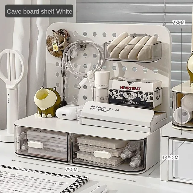 1 Pcs Desktop Perforated Board Storage Box Stationery Sorting Rack Desk Office Cosmetics Storage Rack Pen Holder thumbnail 5