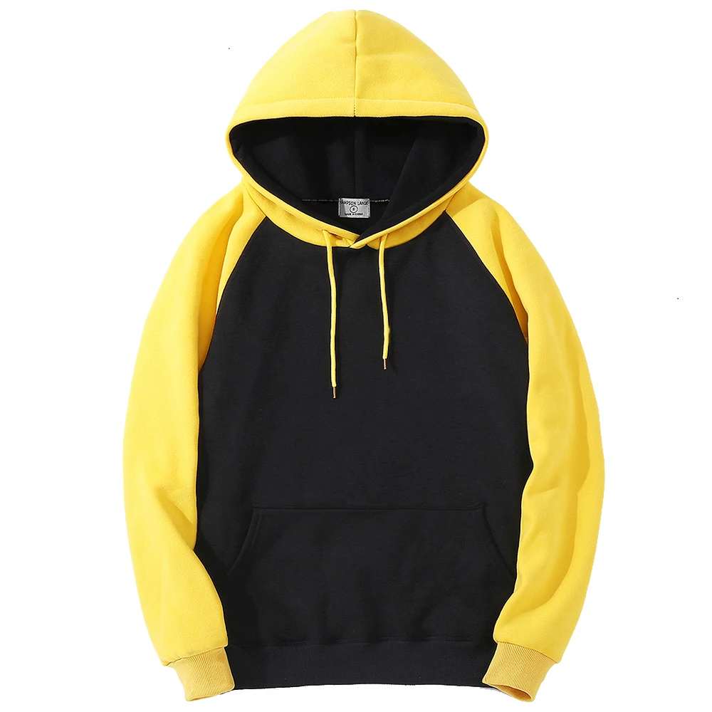 Color Collision Hoodie Men Women Autumn Winter Loose Oversized Clothing Warm Fleece Raglan Splicing Hooded Couple Sweatshirts thumbnail 4
