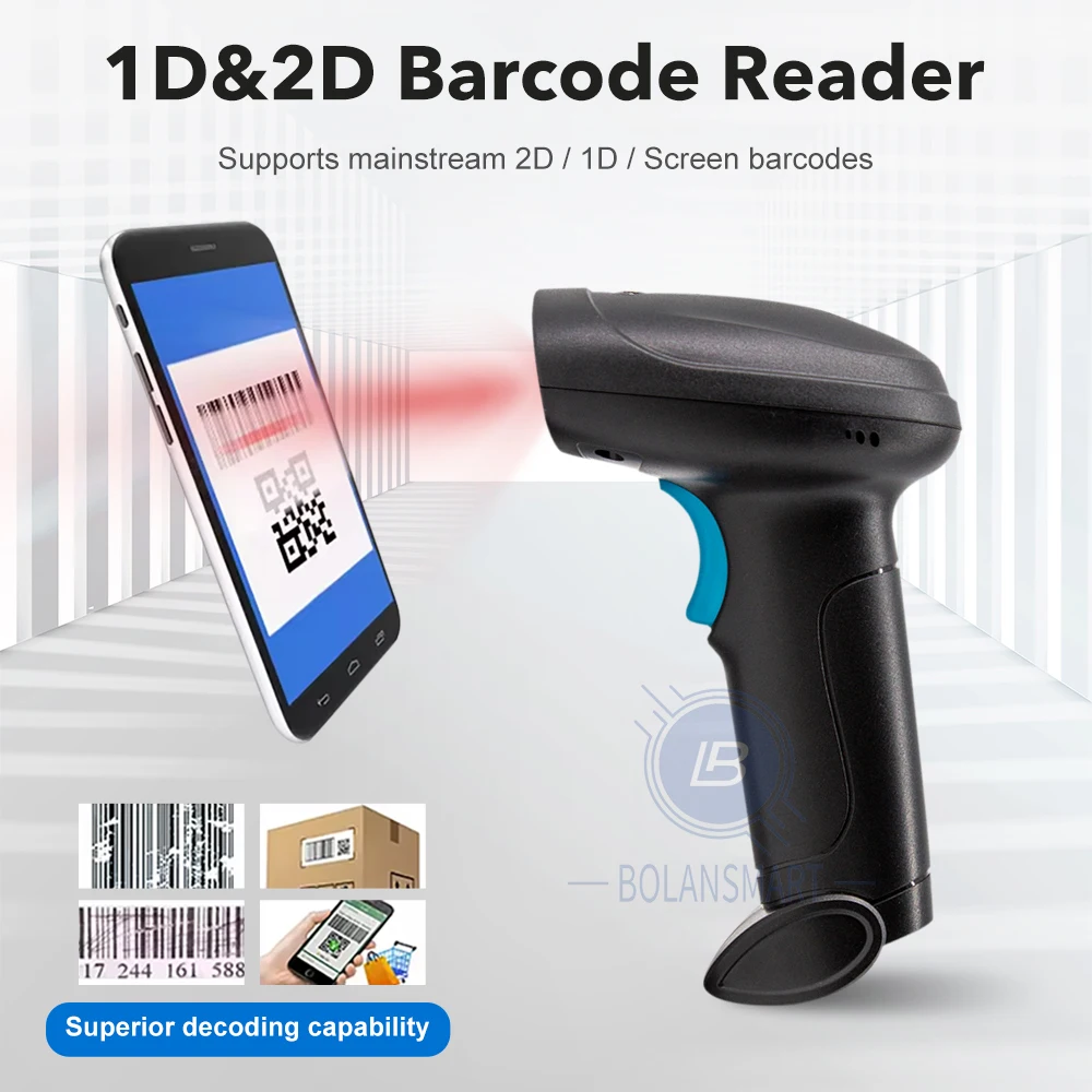 1D 2D Barcode Scanner Wired Wireless Bluetooth Bar Code Reader Omni-directional Scanning For Supermarket Logistics Product thumbnail 2