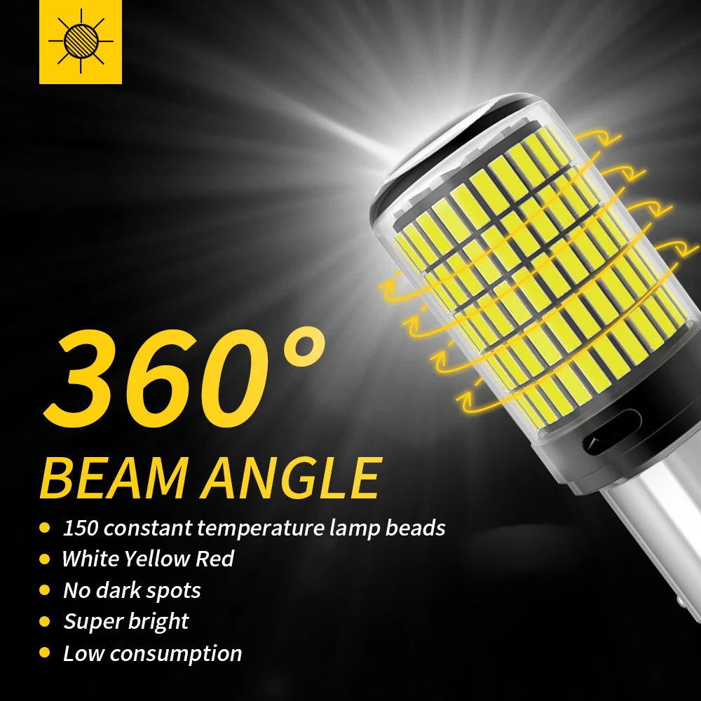 2pcs High Power Car LED Light Glass 4014SMD Canbus 1156 P21W PY21W 1157 P21/5W 7440 W21/5W W21W Turn Signal Lamp Tail Indicator thumbnail 5