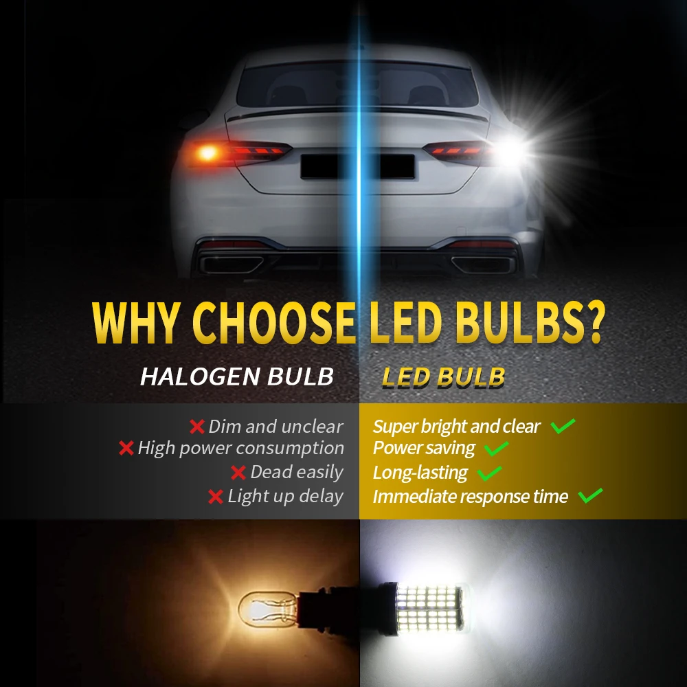 2pcs High Power Car LED Light Glass 4014SMD Canbus 1156 P21W PY21W 1157 P21/5W 7440 W21/5W W21W Turn Signal Lamp Tail Indicator thumbnail 2