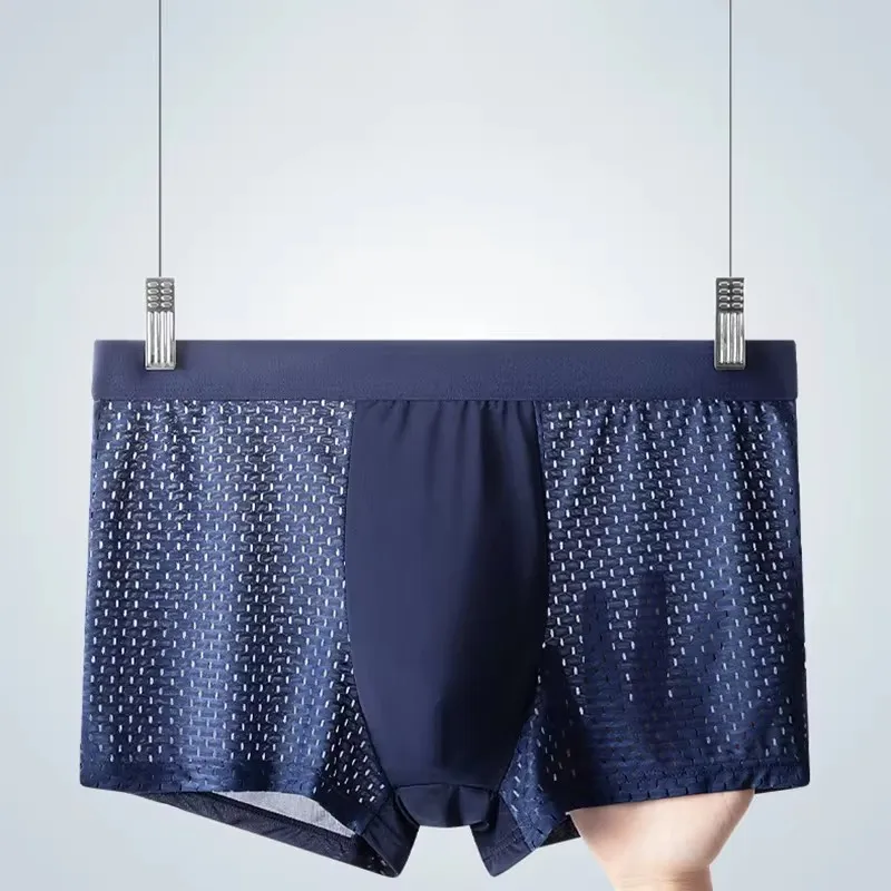 4Pcs Mesh Men's Underwear Ice Silk Cool Breathable Comfortable Fashion Sexy Men's Boxer Shorts thumbnail 5