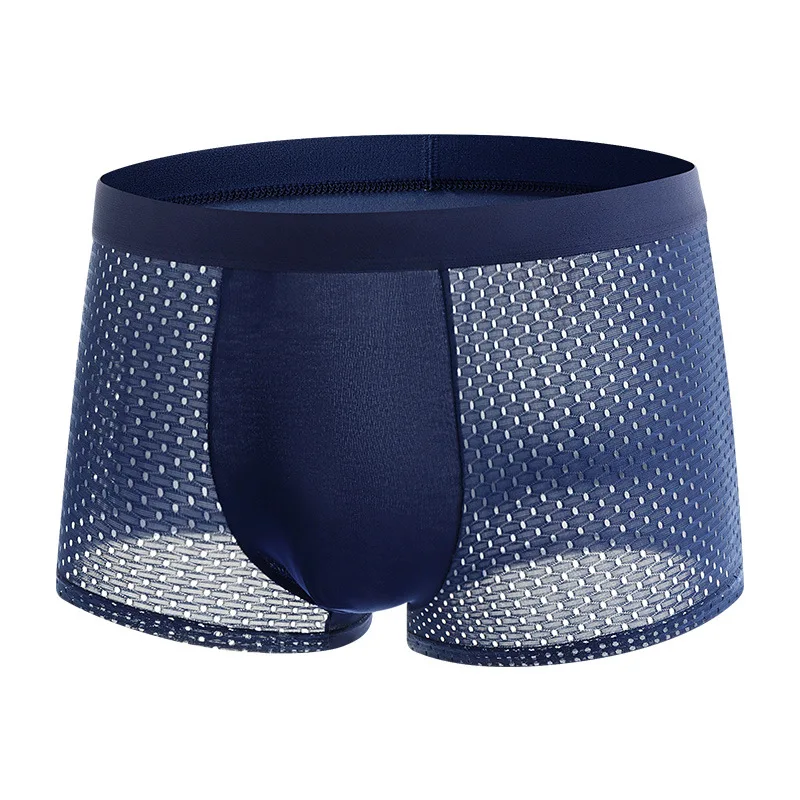4Pcs Mesh Men's Underwear Ice Silk Cool Breathable Comfortable Fashion Sexy Men's Boxer Shorts thumbnail 4