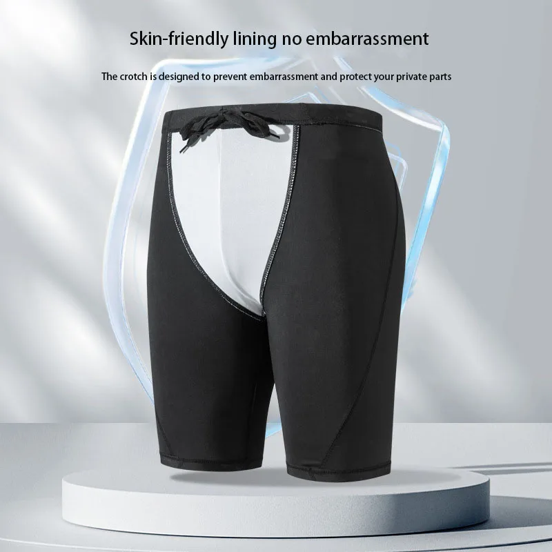High Quality Men's Swimsuit Swim Shorts Five Quarter Quick Drying Loose Plus Size Swimming Kit Anti-embarrassment thumbnail 4