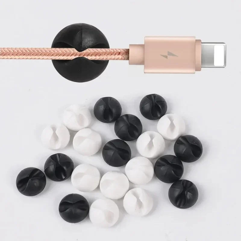 5/10/20PCS Rubber Mini Desktop Data Cable USB Type C Organizer for Smart Phone Headset Chargar Cables Holder Protector Cable thumbnail 2