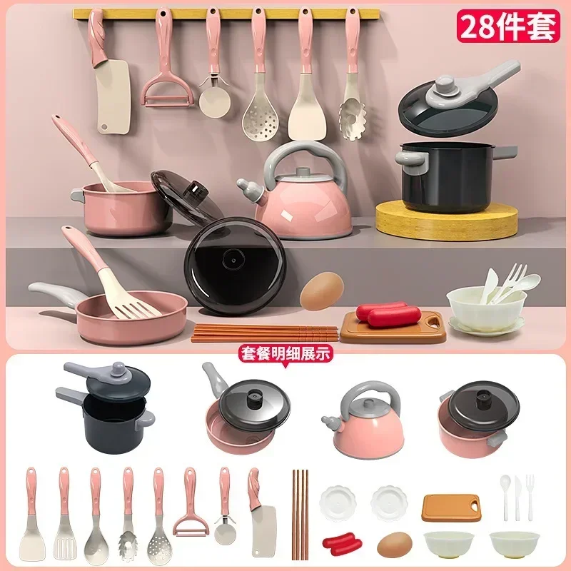 Kids Kitchen Toys Set 28 PCS Play Kitchen Accessories Kit with Play Pots Pretend Food Cooking Toy Toddler Girls Boy Gifts thumbnail 6