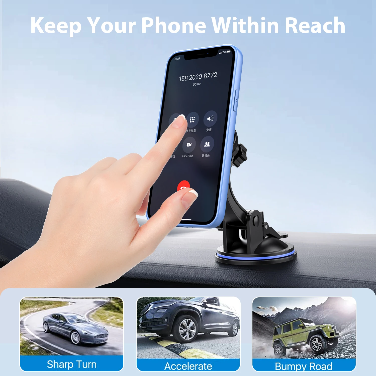 Phone Holders For Your Car Cell Phone Mount for Car Dashboard Windshield Mount Truck Stand Universal Phone Holder 360°rotatable thumbnail 5