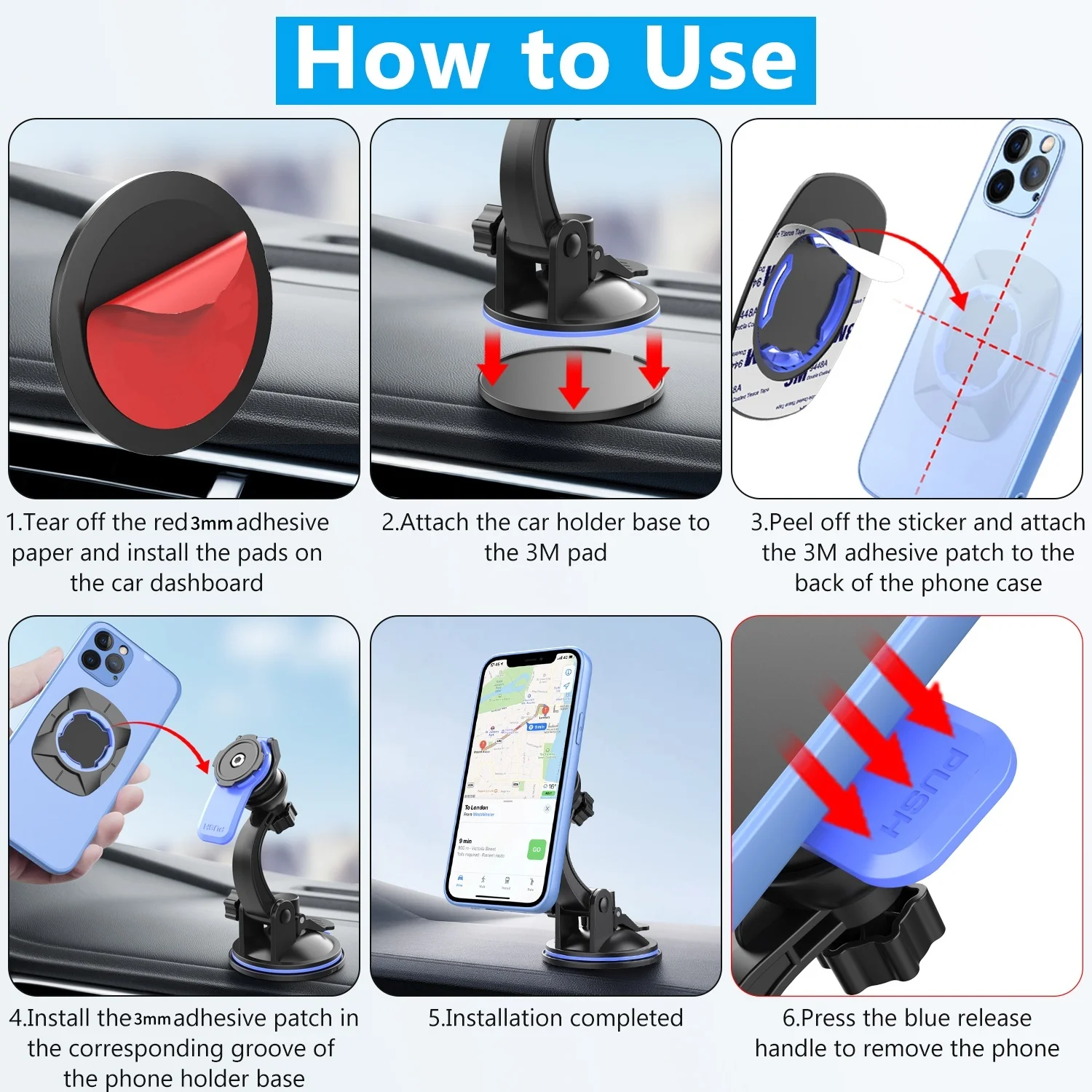 Phone Holders For Your Car Cell Phone Mount for Car Dashboard Windshield Mount Truck Stand Universal Phone Holder 360°rotatable thumbnail 6