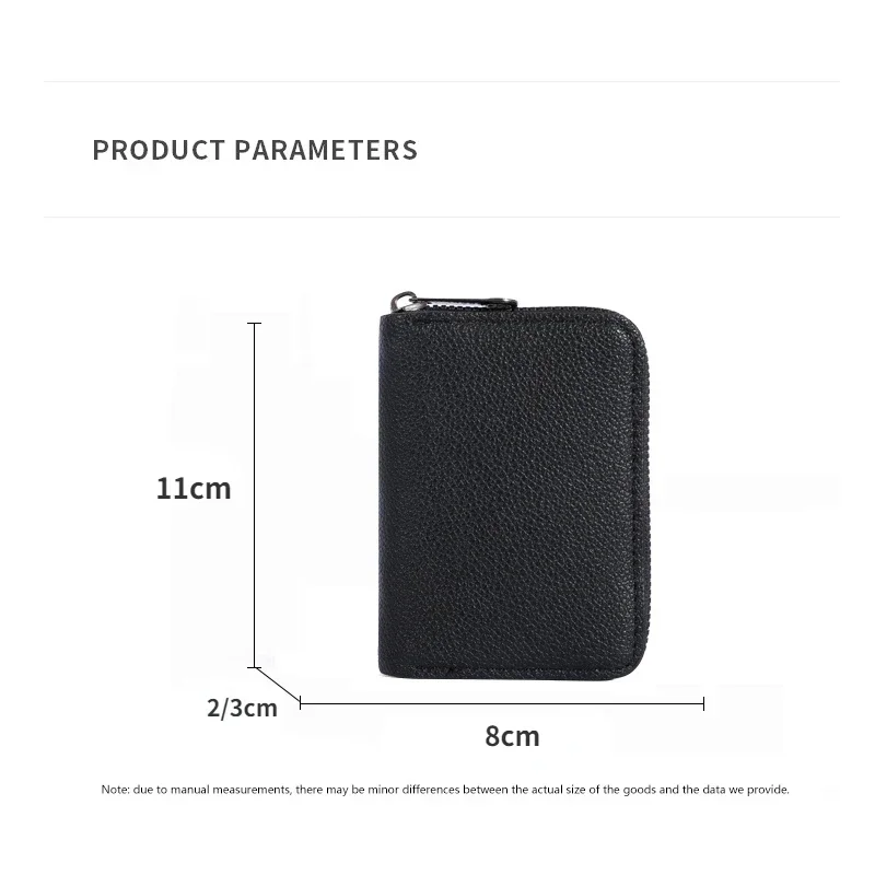 Multi Slot Card Holder Vintage Small Wallet Women Men Business Bank Credit Card Bag Male Coin Pouch Solid Leather Zipper Wallet thumbnail 6