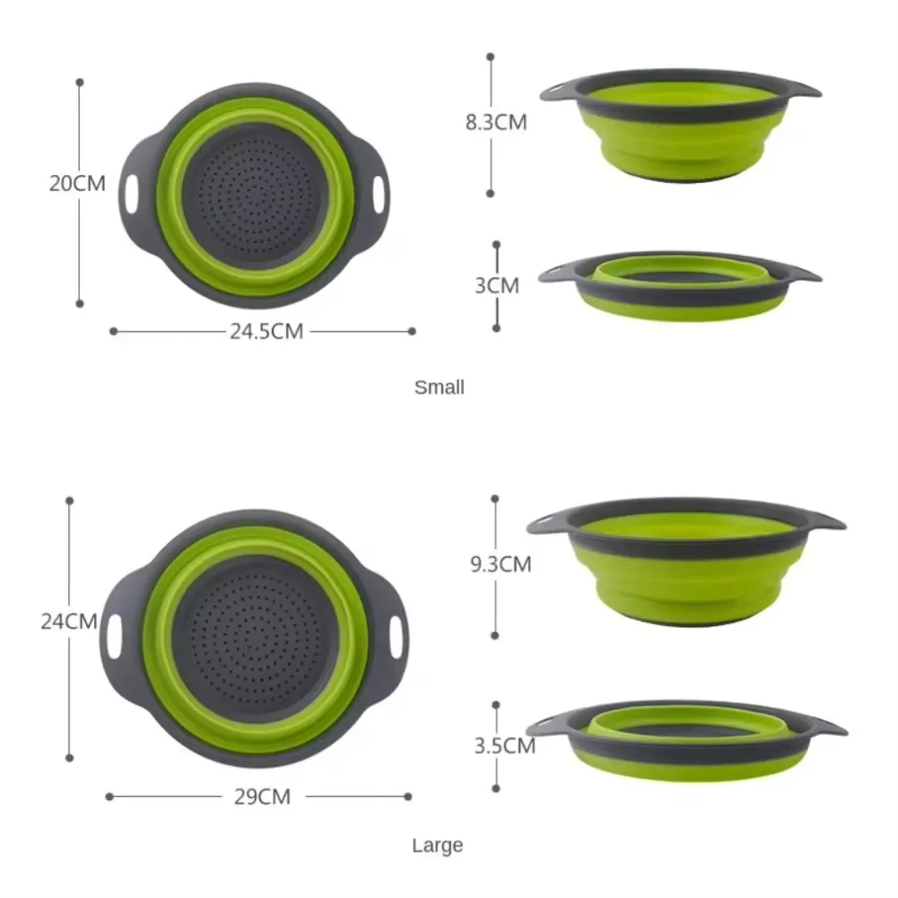 Silicone Folding Drain Basket Fruit Vegetable Washing Basket Foldable Strainer Colander Collapsible Drainer Kitchen Storage Tool thumbnail 6