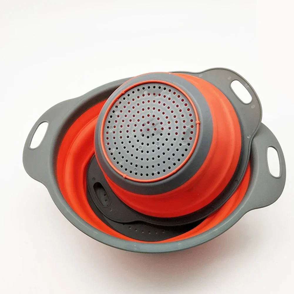 Silicone Folding Drain Basket Fruit Vegetable Washing Basket Foldable Strainer Colander Collapsible Drainer Kitchen Storage Tool thumbnail 3