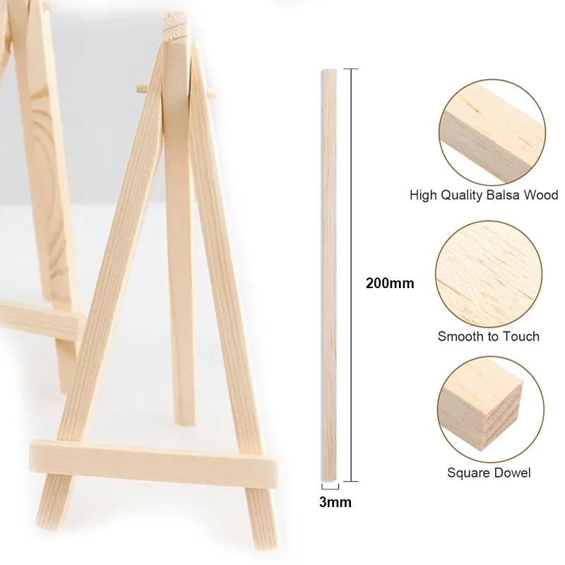 20-50pcs 2/3/5mm Balsa Stick Balsa Wood Craft Square Cudgel Model Building Carving DIY Handicraft Making Accessories Stic thumbnail 2