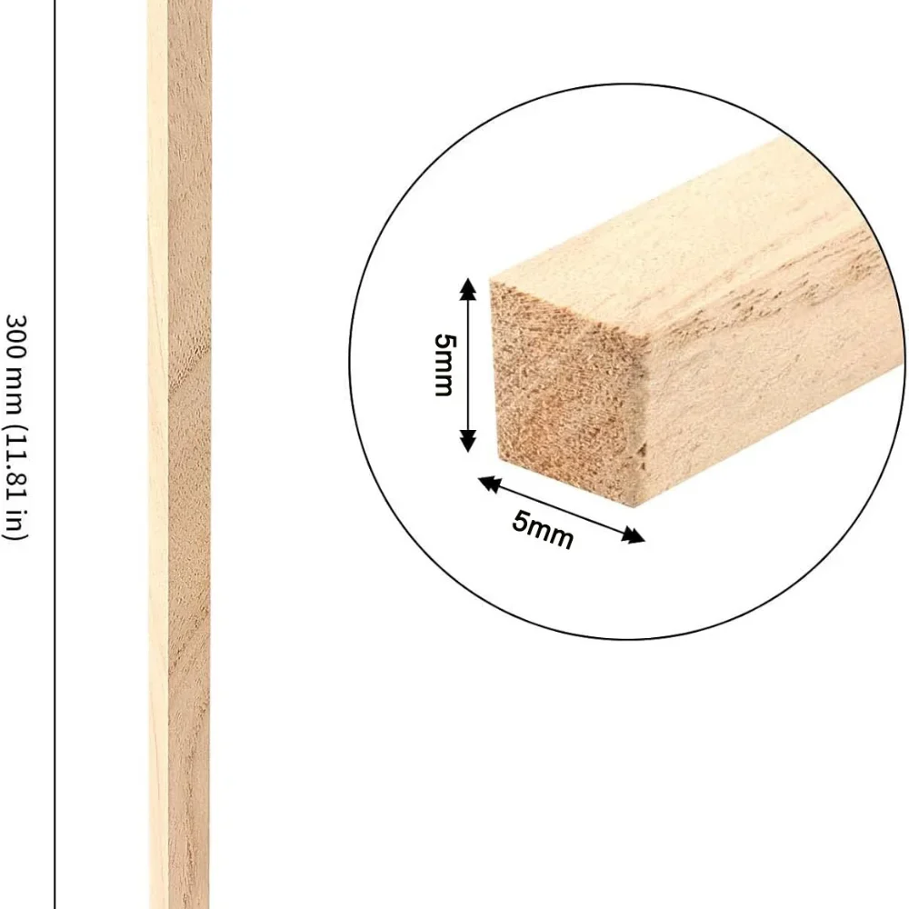 20-50pcs Balsa Wood Craft Square Cudgel Model Building Carving DIY Handicraft Educational Making Accessories Stick thumbnail 3